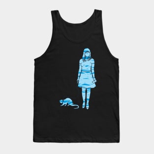 silhouette of a woman walking with weasel Tank Top